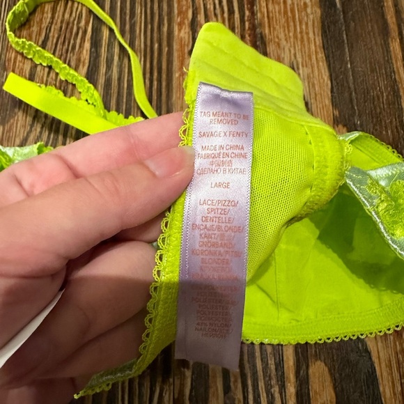 Savage X Fenty Neon Green Lace Bralette - Picture 3 of 4